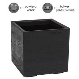 Kvetináč Karo 400x400 mm z recyklovanej dosky - čierny