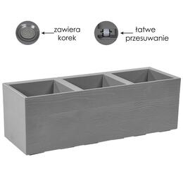 Kvetinák Karo 900x300 mm z recyklovanej dosky, šedý