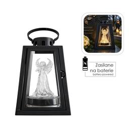 Čierny lampión s LED svetlom - anjelik