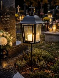 Metalový lampión s krížom - matný čierny