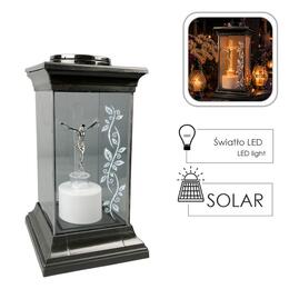 Solárny lampión s krížom 14 x 14 x 28 cm LED