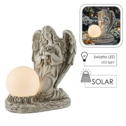 Figúra anjela s LED guľou 15 x 21,5 x 25 cm