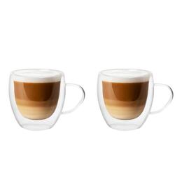 Sada 2 termálnych pohárov s dvojitou stenou a uchom 250 ml