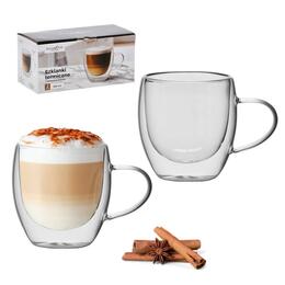 Sada 2 termálnych pohárov s dvojitou stenou a uchom 250 ml