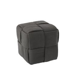 Tmavosivý pletený puf kostka 34 x 34 x 34 cm