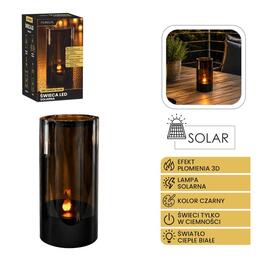 Čierna LED sviečka 7,5 x 15 cm s 3D efektom plameňa