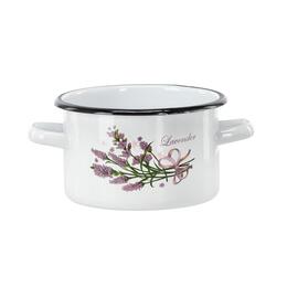 Emaliovaný hrniec 2 l s motívom levandule, priemer 16 cm