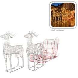 3D vianočná dekorácia - sobíky so saní LED 2,5 m