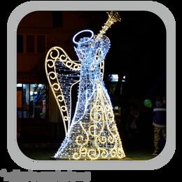 3D vianočná dekorácia - anjel s trúbkou LED 2,5 m