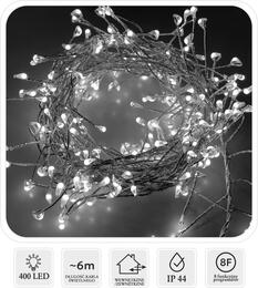 Vianočné LED osvetlenie s mikro diódami 400L, studená biela, dĺžka 3 + 6 m