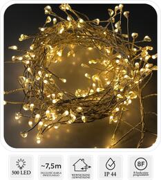LED svetelná reťaz s mikro diódami 500L, teplá biela, dĺžka 3 + 7,5 m