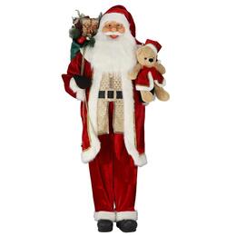 Stojaci Mikuláš s medvedíkom - LED Melódia 220 cm
