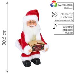 Hrajúci Mikuláš s krabičkou 'Šťastné a veselé' - 30,5 cm