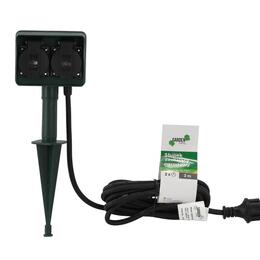 Záhradný elektrický stĺpik 3 m so 2 zásuvkami - zelený