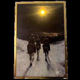 Obraz na plátne LED - Traja králi so zlatým rámom 40 x 60 cm