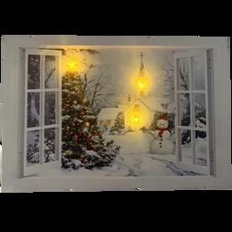 Obraz na plátne LED - Zimná krajina za oknom 60 x 40 cm