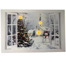 Obraz na plátne LED - Zimná krajina za oknom 60 x 40 cm