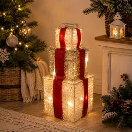 Vianočná LED dekorácia s darčekmi 37 cm