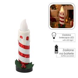Vianočná ozdoba Bożonar - bielo-červená LED sviečka 60 cm