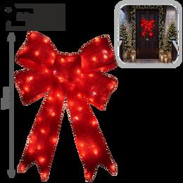 3D LED dekorácia - červená kokarda 76 cm