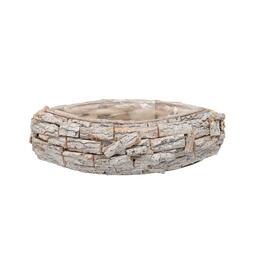 Drevená oslonka v tvare lodi s efektom kôry 41 x 21 x 12 cm