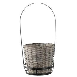 Viklinový košík s metalovým uchom 24,5 x 53 cm šedý