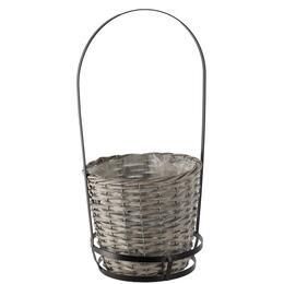Viklinový košík s metalovým uchom 24,5 x 53 cm šedý