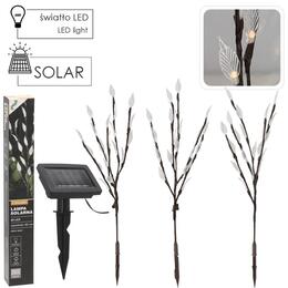 Solárna lampa s 60 LED a 3 mŕtvymičkami, teplá biela, 60 cm