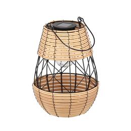 Solárny kovový lampión - čierno-bežový 32 cm