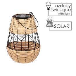 Solárny kovový lampión - čierno-bežový 32 cm