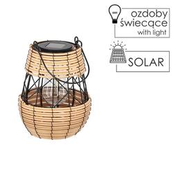 Kovový solárny lampión - čierno-bežový 23 cm