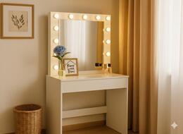 Biela toaletka s LED osvetlením 80 x 40 x 140 cm