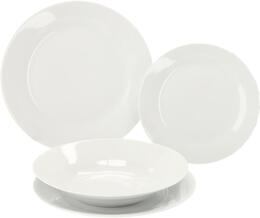 Okrúhly porcelánový obedový set 18 ks - biely