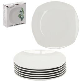 Sada 6 bielych štvorcových dezertných tanierov 20 cm