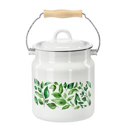 Emaliovaná kanva 3,3 l s motívom fikusu, 16 cm, biela