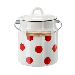 Emaliovaný kanister 3,3 l, biely s červenými bodkami