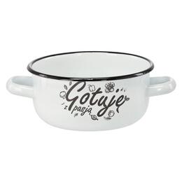 Emaliovaný hrniec s dvoma uchami 1,5 l, 15 cm, biely