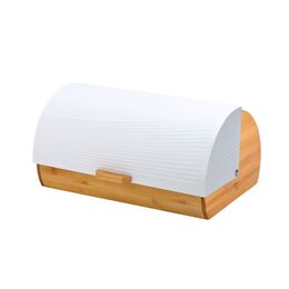 Bambusový chlebník Anise s kovovým pokrývkou 38 x 28 x 18,5 cm biely