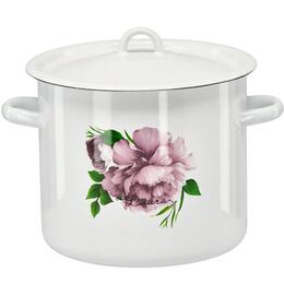 Smaltovaný hrniec 7 l s dekorom pivónie Laura