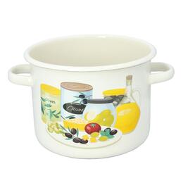 Emaliovaný hrniec 4,5 l s dekorom olív v krémovej farbe