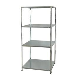 Kovový regál 4-úrovňový 150 x 75 x 30 cm s nosnosťou 50 kg