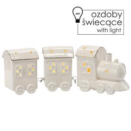 Figúrka Božonar - Biely vlak s vozňami a LED osvetlením