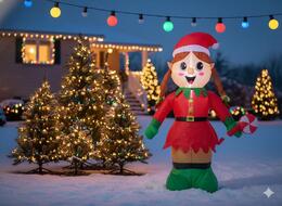 Nafukovací LED elf dievča 150 cm – Vianočná dekorácia
