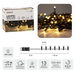 LED svetlá 300L teplá biela, dĺžka 3 + 15 m