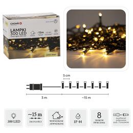 LED svetlá 300L teplá biela, dĺžka 3 + 15 m