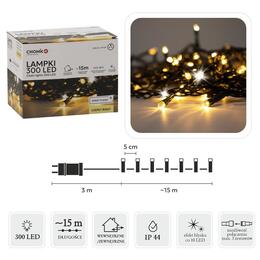LED svetlá 300L teplá biela + studený flash, dĺžka 18 m