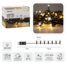 LED svetlá 300L teplá biela + studený flash, dĺžka 18 m