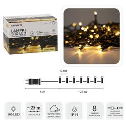 LED svetlá 500L teplá biela, dĺžka 25 m