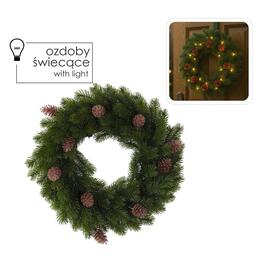 Vianočný veniec LED 40 cm so šiškami - zelený