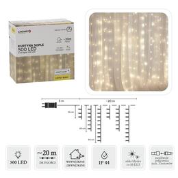 Záclona Cencúľ s 500 LED Teplou Bielou a Studeným Blikom, Dĺžka 3 + 20 m